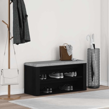 Banc à chaussures Chêne noir 100x35x45 cm Bois d'ingénierie 