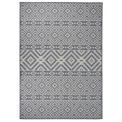 Tapis à tissage plat d'extérieur 140x200 cm Rayures bleues 