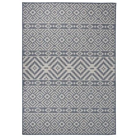Tapis à tissage plat d'extérieur 140x200 cm Rayures bleues 