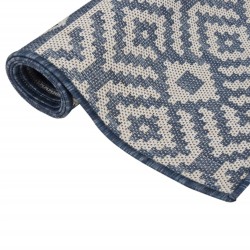Tapis à tissage plat d'extérieur 140x200 cm Rayures bleues 