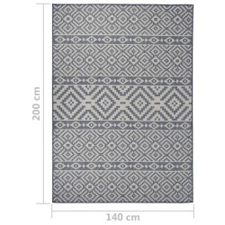 Tapis à tissage plat d'extérieur 140x200 cm Rayures bleues 