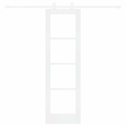 Porte Coulissante avec Kit de Matériel 'ORKDAL'en Bois Massif et Verre Blanc 