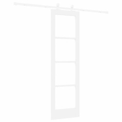Porte Coulissante avec Kit de Matériel 'ORKDAL'en Bois Massif et Verre Blanc 