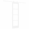 Porte Coulissante avec Kit de Matériel 'ORKDAL'en Bois Massif et Verre Blanc 