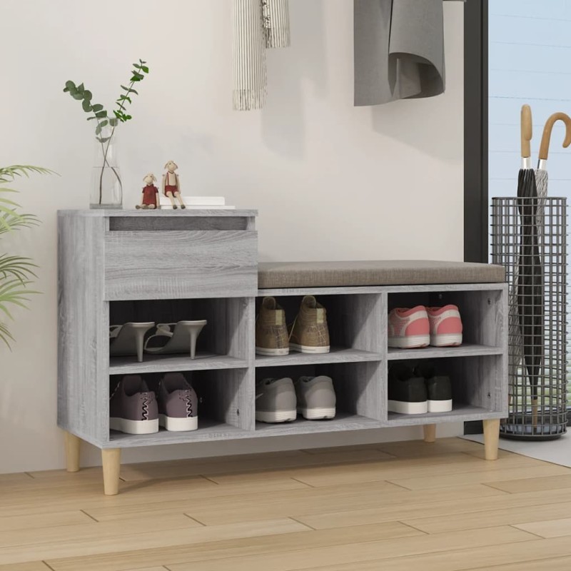 Armoire à chaussures Sonoma gris 102x36x60 cm Bois d'ingénierie 