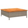 Table de jardin gris 70x70x25 cm résine tressée et bois acacia 