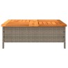 Table de jardin gris 70x70x25 cm résine tressée et bois acacia 