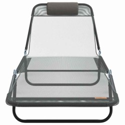 Loungeur de soleil pliant avec appui-tête Gris Textilène 
