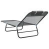 Loungeur de soleil pliant avec appui-tête Gris Textilène 
