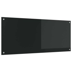 Carreaux de cuisine Noir 120x50x0.6 cm en verre trempé 
