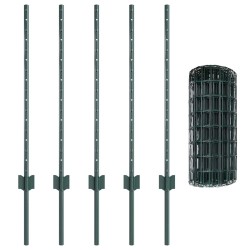 Set de Clôture de Jardin Rustique Set de 2 Vert Acier Durable 