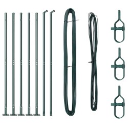 Ensemble de poteaux de clôture avec plaques de base 7 pcs Vert 