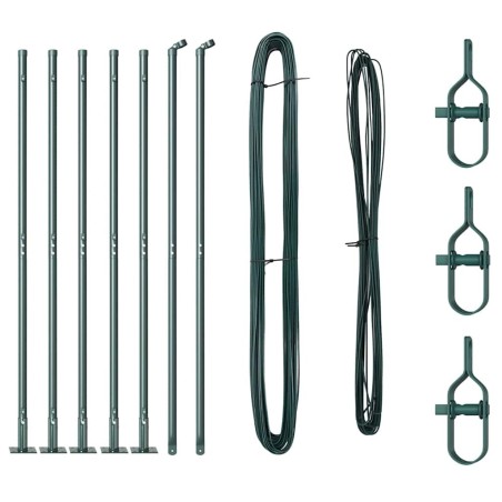 Ensemble de poteaux de clôture avec plaques de base 7 pcs Vert 