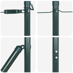 Ensemble de poteaux de clôture avec plaques de base 7 pcs Vert 