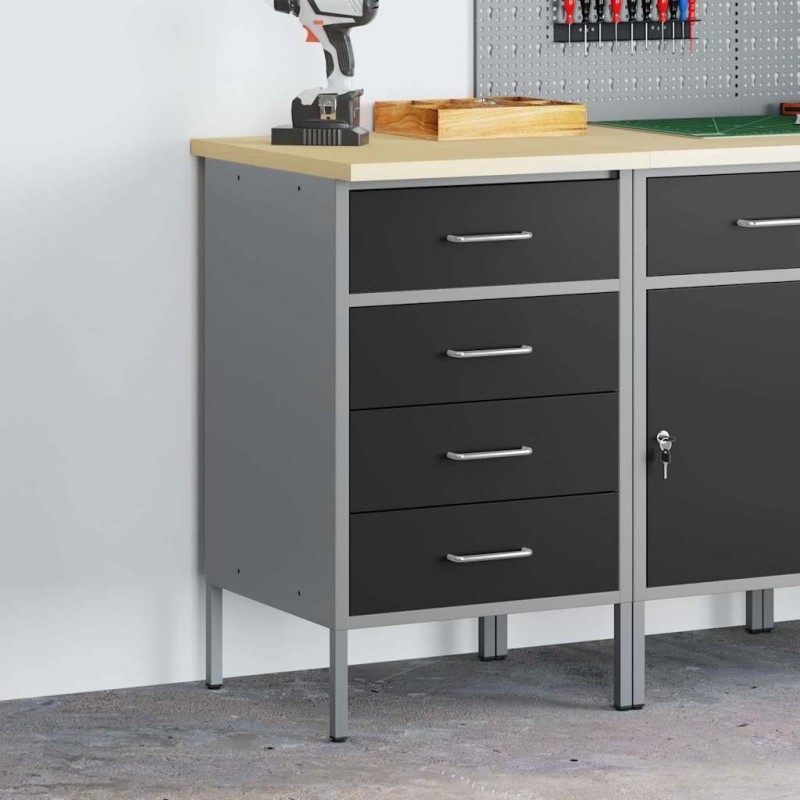 Cabinet de travail Noir 50x55x85 cm Acier 