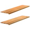Appuis de fenêtre 2 pcs marron clair bois de chêne massif 
