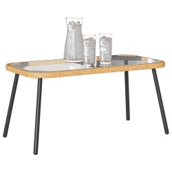 Table basse naturelle 90 x 45 x 42 cm en poly rotin 