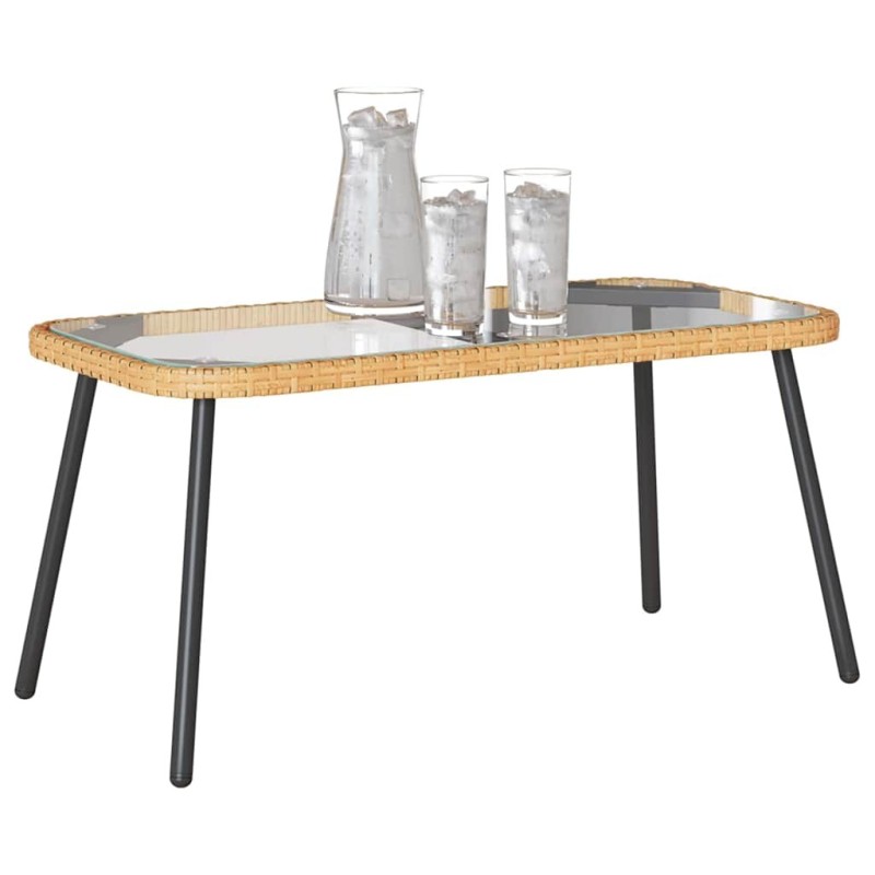 Table basse naturelle 90 x 45 x 42 cm en poly rotin 