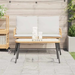 Table basse naturelle 90 x 45 x 42 cm en poly rotin 
