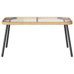 Table basse naturelle 90 x 45 x 42 cm en poly rotin 
