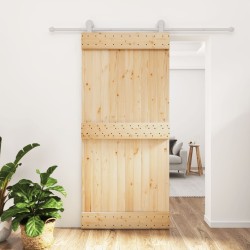 Porte coulissante et kit de quincaillerie 95x210 cm pin massif 