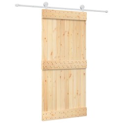 Porte coulissante et kit de quincaillerie 95x210 cm pin massif 