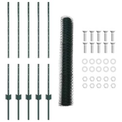 Poteaux de clôture 5 pcs U-Channel Vert 100 cm Acier 