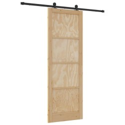 Porte coulissante avec kit de matériel 83x232 cm en bois massif de pin 