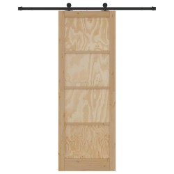 Porte coulissante avec kit de matériel 83x232 cm en bois massif de pin 