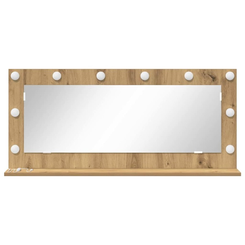 Miroir de maquillage avec lumières LED Chêne Artisan 100x45x18 cm 
