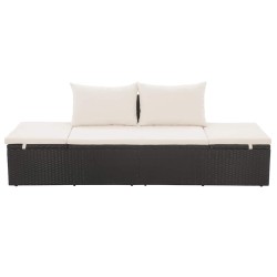 Lit de jardin Noir 195x60 cm Résine tressée 
