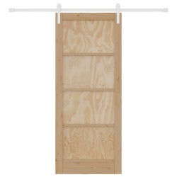 Porte Coulissante avec Ensemble de Quincaillerie 83x202 cm Bois Massif de Pin 