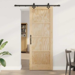 Porte coulissante avec ensemble de quincaillerie 'ORKDAL'en bois massif de pin 