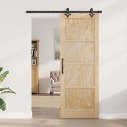 Porte coulissante avec ensemble de quincaillerie 'ORKDAL'en bois massif de pin 