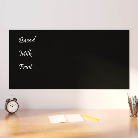 Tableau noir magnétique mural Noir 100x50 cm Verre trempé 