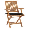 Chaises de jardin lot de 2 et coussins noir Bois de teck massif 