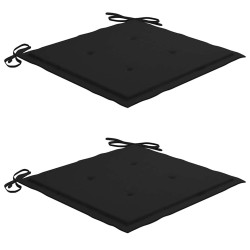 Chaises de jardin lot de 2 et coussins noir Bois de teck massif 