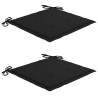 Chaises de jardin lot de 2 et coussins noir Bois de teck massif 