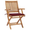Chaises de jardin lot de 2 coussins rouge bordeaux Teck massif 