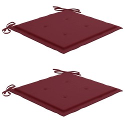 Chaises de jardin lot de 2 coussins rouge bordeaux Teck massif 