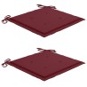 Chaises de jardin lot de 2 coussins rouge bordeaux Teck massif 