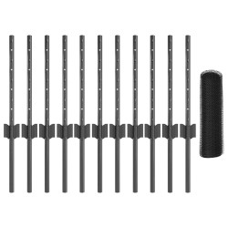 Poteaux de clôture 11 pcs U-Channel gris 40 cm en acier 