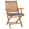 Chaises de jardin lot de 2 et coussins gris Bois de teck massif 