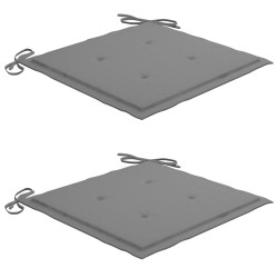 Chaises de jardin lot de 2 et coussins gris Bois de teck massif 