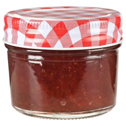 48 pcs Pots à confiture Couvercles blanc et rouge Verre 110 ml 