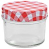 48 pcs Pots à confiture Couvercles blanc et rouge Verre 110 ml 