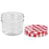 48 pcs Pots à confiture Couvercles blanc et rouge Verre 110 ml 