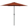 Parasol de jardin et mât en aluminium 270x246 cm Terre cuite 