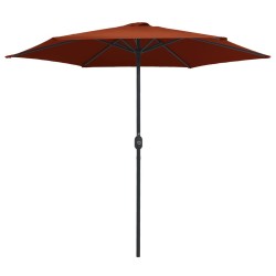 Parasol de jardin et mât en aluminium 270x246 cm Terre cuite 
