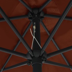Parasol de jardin et mât en aluminium 270x246 cm Terre cuite 